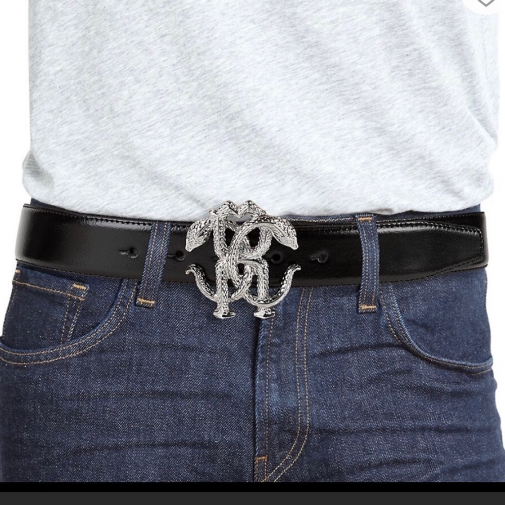 Roberto Cavalli snake serpent leather belt 32 S M